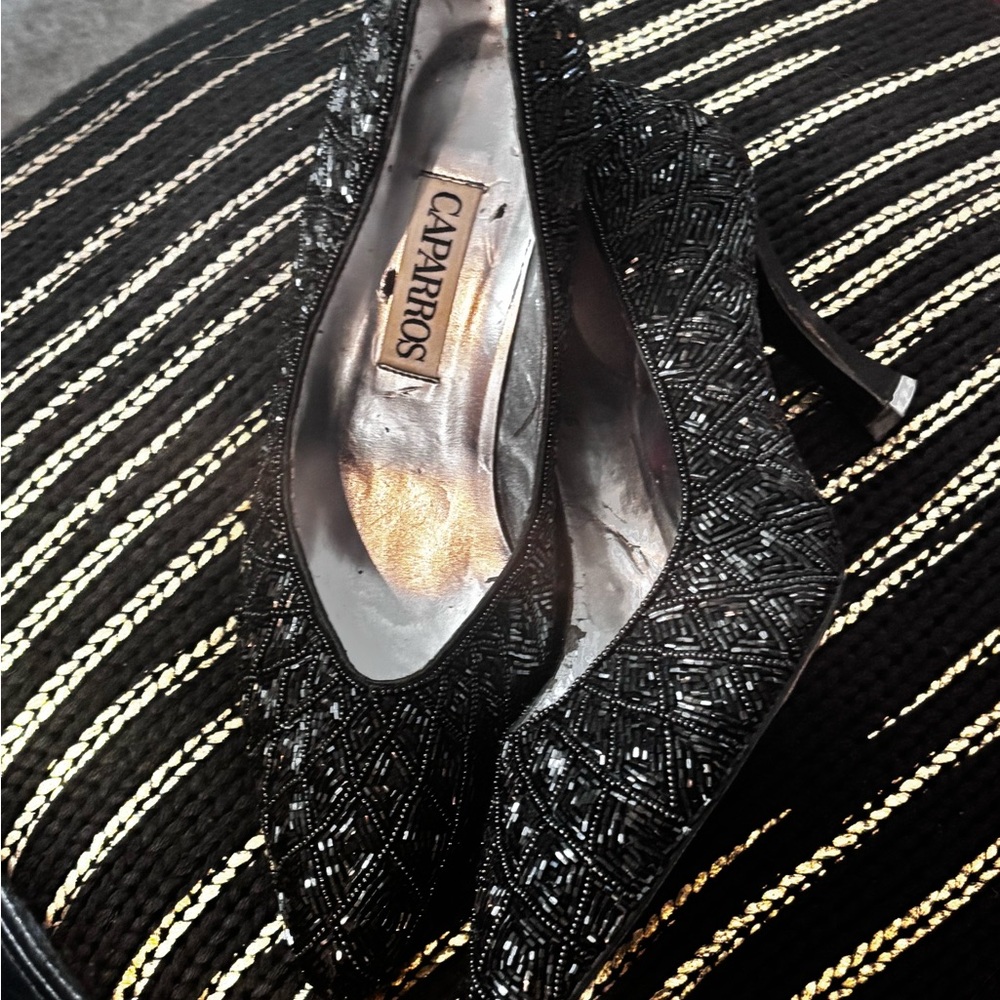 Caparros Black Beaded Heels